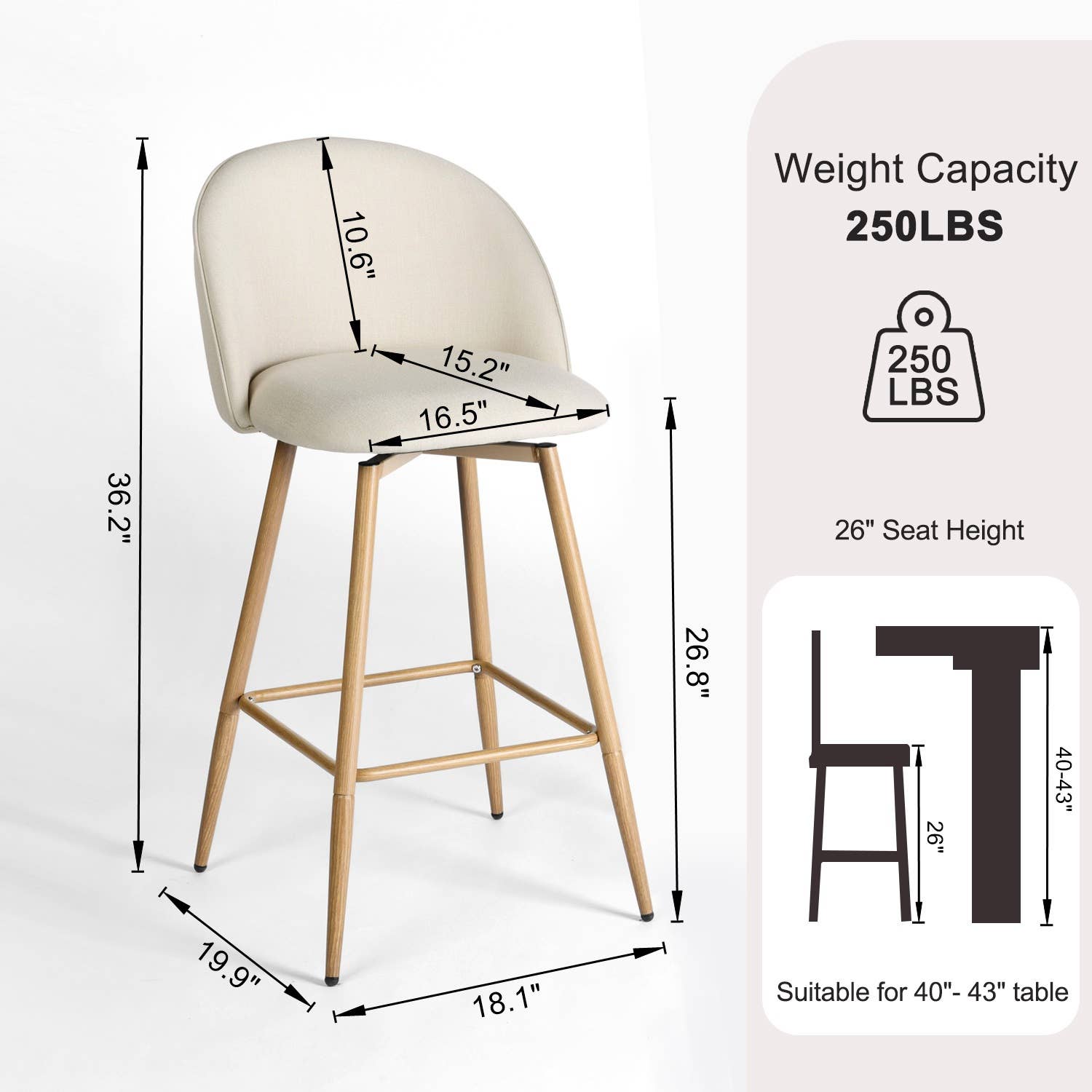 39F Inc. - Vente Tabouret - Tabourets de bar pivotants 26,8 pouces en tissu - Beige/Gris/Bleu18