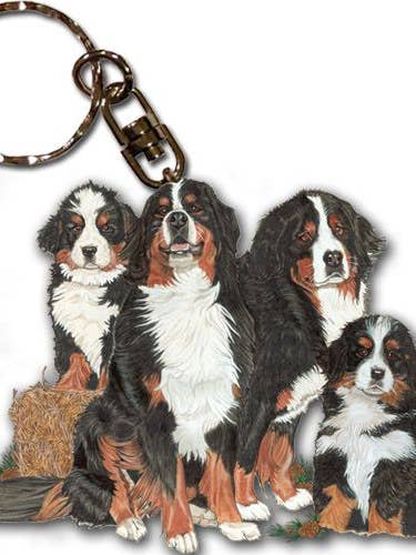 Bernese Mountain Dog Keychain Wooden for wholesale by Pipsqueak Productions