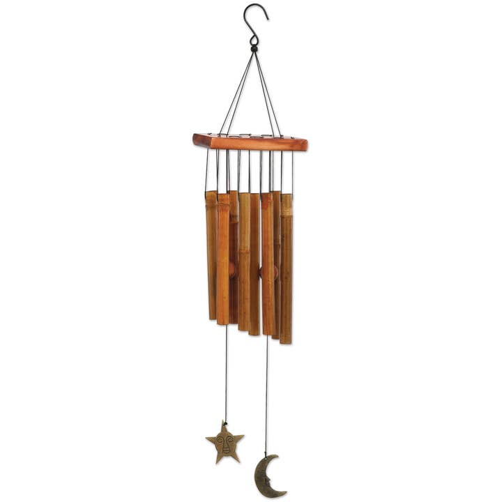 Sunset Vista Designs - Wholesale Wind Chime - 27" Moon & Star Wind Chime Garden Decor - 92697