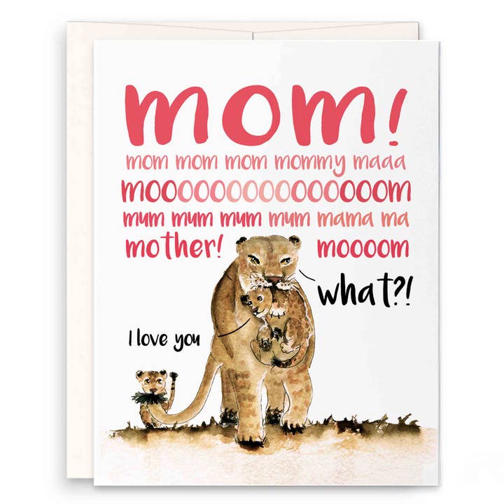 Lion Mom And Baby Cub - Lustige Muttertagskarte für den Großhandel von Liyana Studio