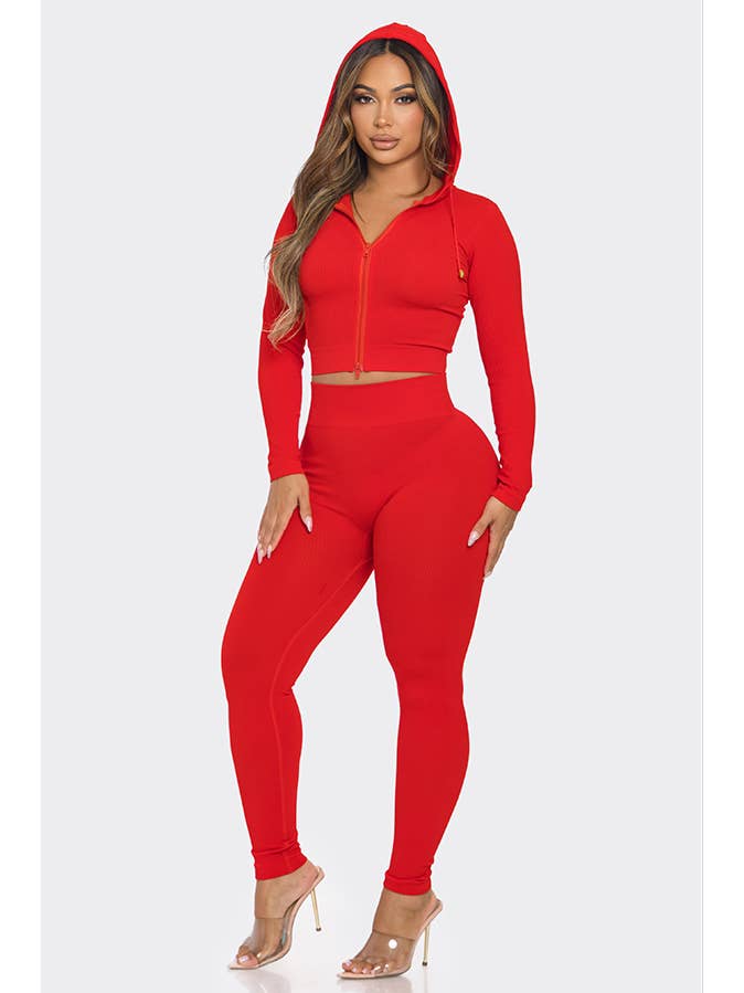 Lime All the Time - Wholesale Activewear Set - Women's - 2 Pcs Seamless Long Sleeve Hoodie and Highwaist Legging Set12