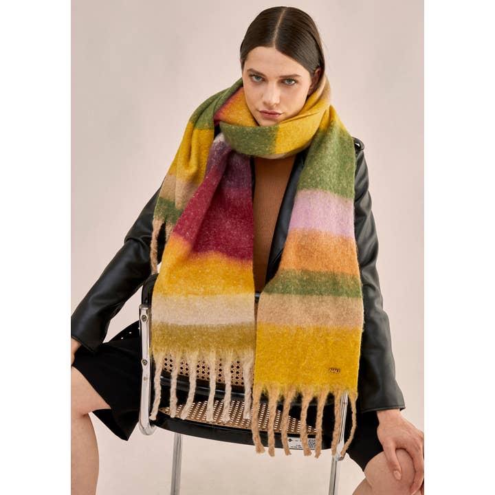 NALI' - Wholesale Scarf - Women's - STRIPES SCARF ORANGE/BLACK - N602