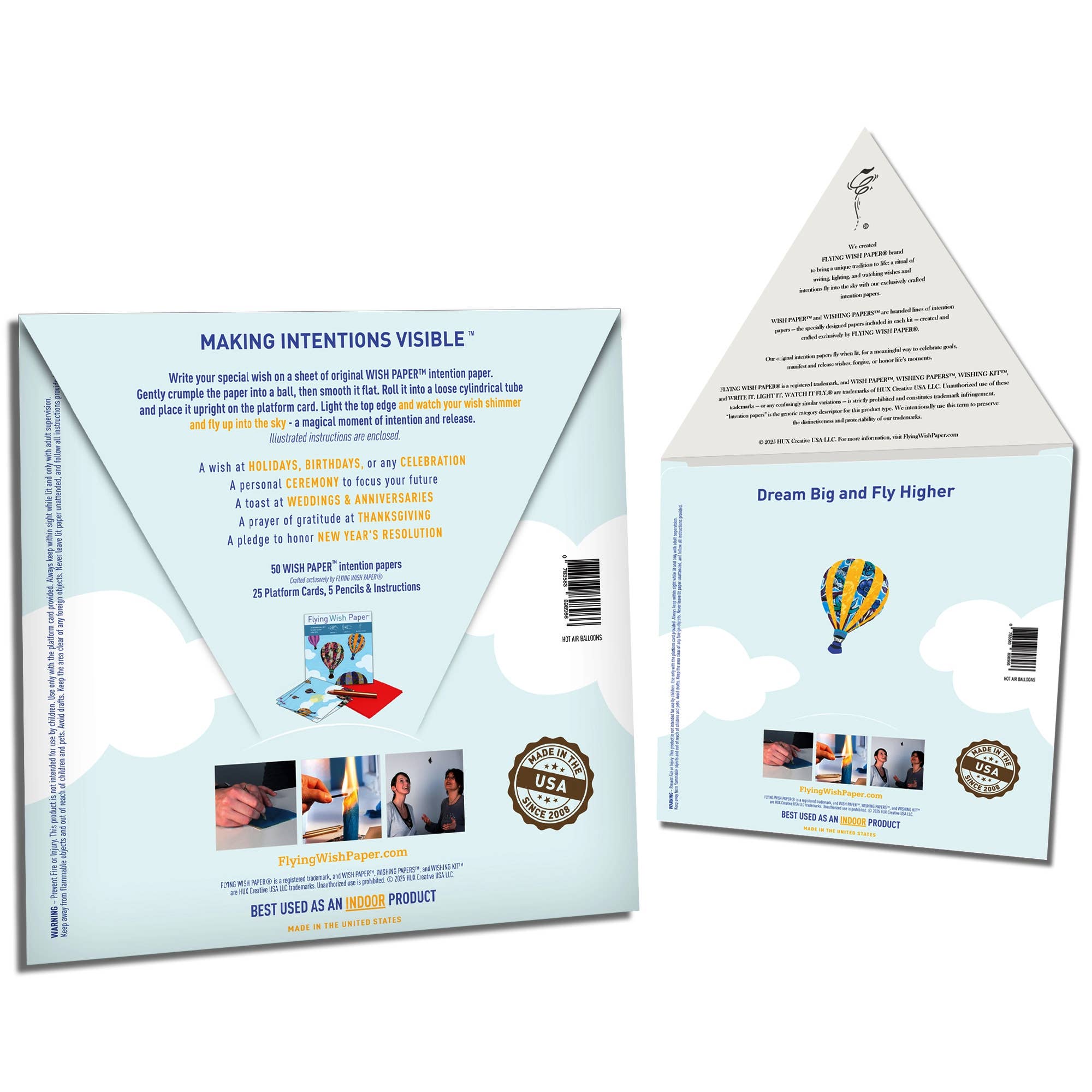 FLYING WISH PAPER ® – wholesale Everyday greeting card – HOT AIR BALLOONS – 50 Wish-making Travel Celebration Kit2