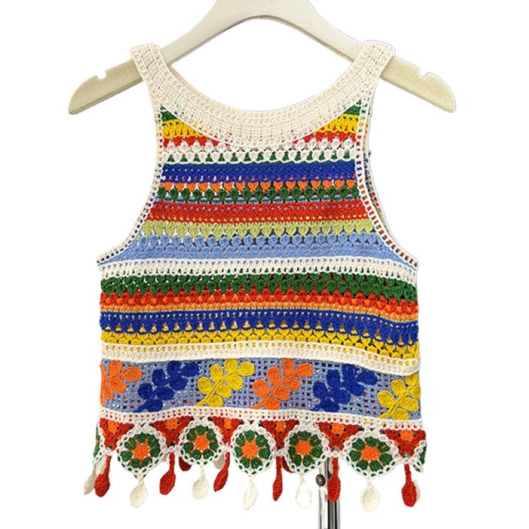 Funkyrel® Atzbranding Limited - Wholesale Outerwear Vest - Women's - Vesty - Boho Colorblock Knit Vest- Comfortable & Fit0