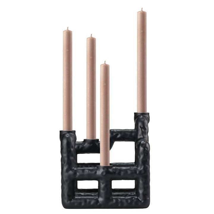Villa Candlestick Lyst 21 x 21 x 23 cm Black Polyresin for wholesale by Forma House