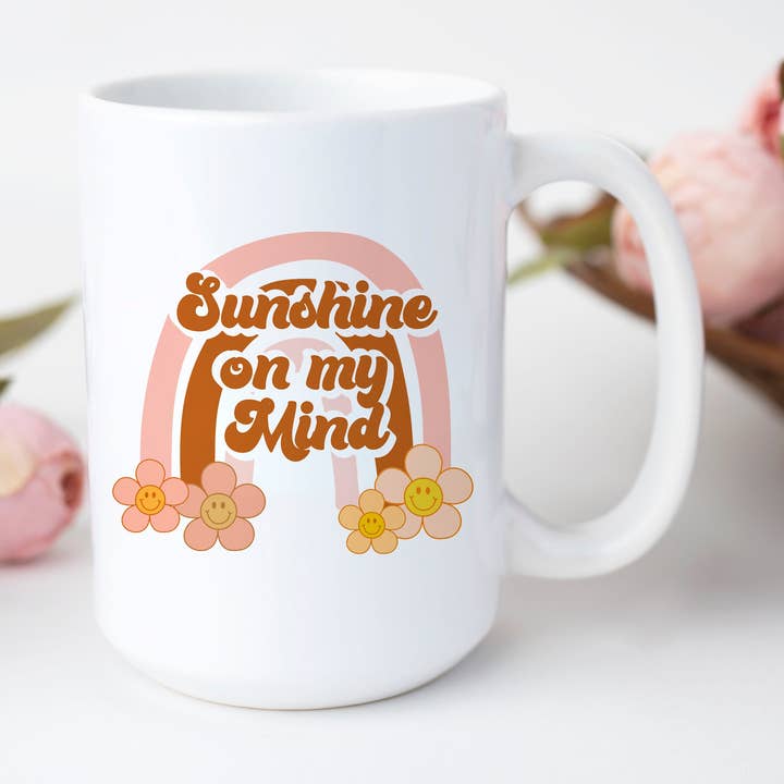 15 oz Sunshine on my Mind Ceramic Coffee Mug for wholesale by Amber Marie Design