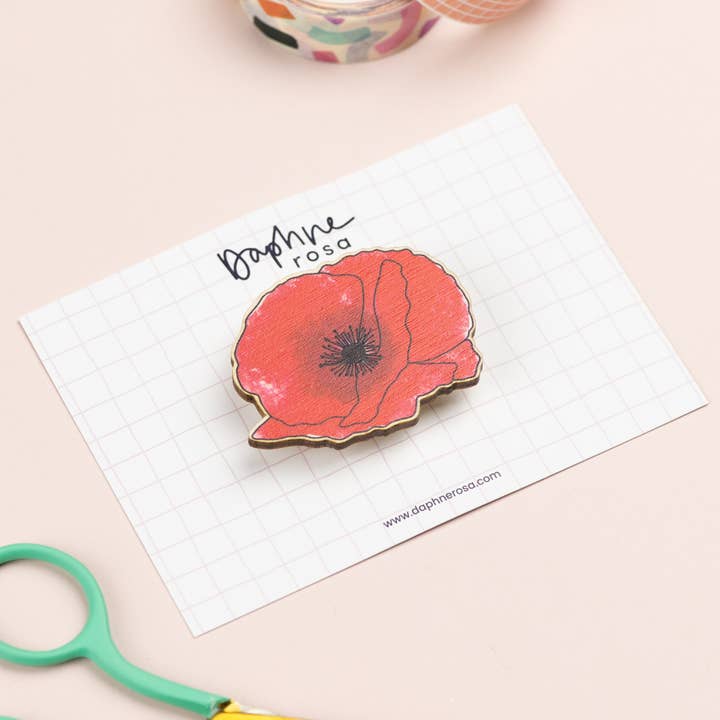 DaphneRosa - Wholesale Brooch - Wooden Poppy Brooch