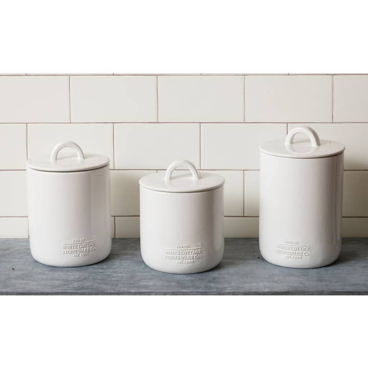 Audrey's Home & Gift - Wholesale Canister Set - White Cottage Ceramic Canisters (Set Of 03)
