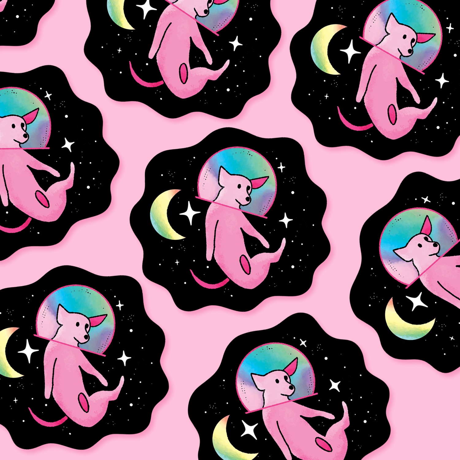 Wildkat Studio - Wholesale Sticker - Space Dog Holographic Sticker2