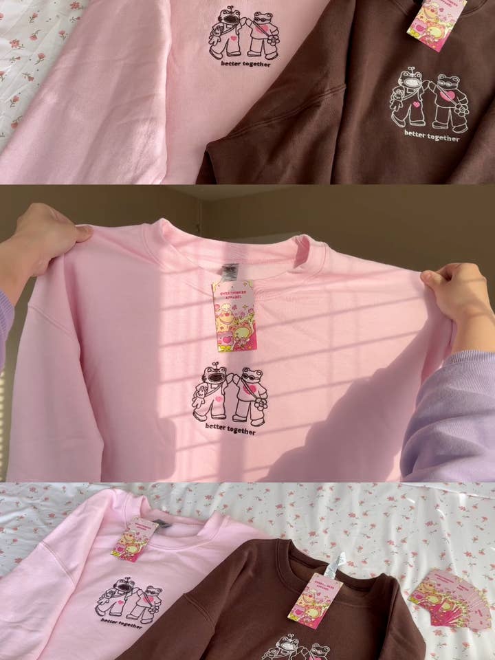 Overthinker Apparel - Wholesale Graphic Sweatshirt - Unisex - Better Together Embroidered Lightweight Matching Sweatshirt3