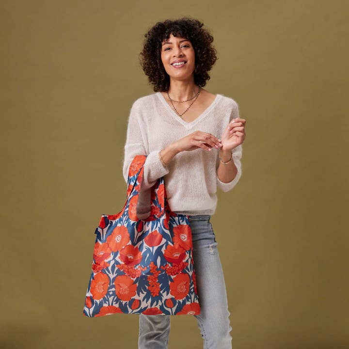 rockflowerpaper - Wholesale Grocery/Shopping Bag - ICELANDIC POPPIES blu Bag Reusable Shopper Tote