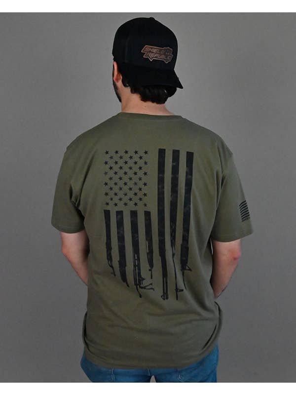 Shield Republic - Wholesale Screen Printed T-Shirt - Men's - Firearm Flag