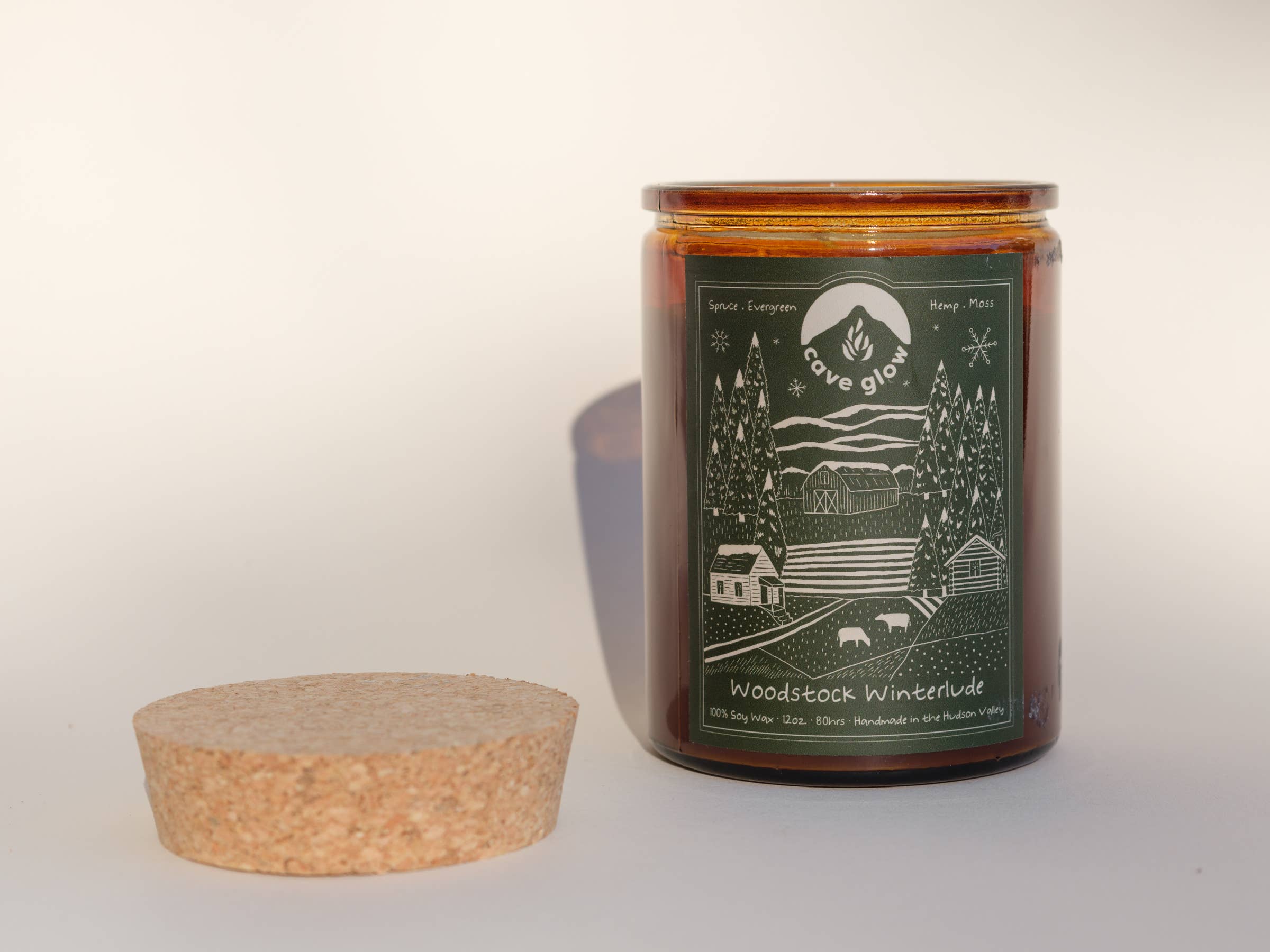 Cave Glow Studio - Wholesale Jar/Filled Candle - Woodstock Winterlude 12oz Soy Candle1