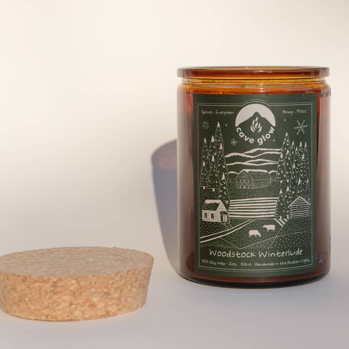 Cave Glow Studio - Wholesale Jar/Filled Candle - Woodstock Winterlude 12oz Soy Candle1