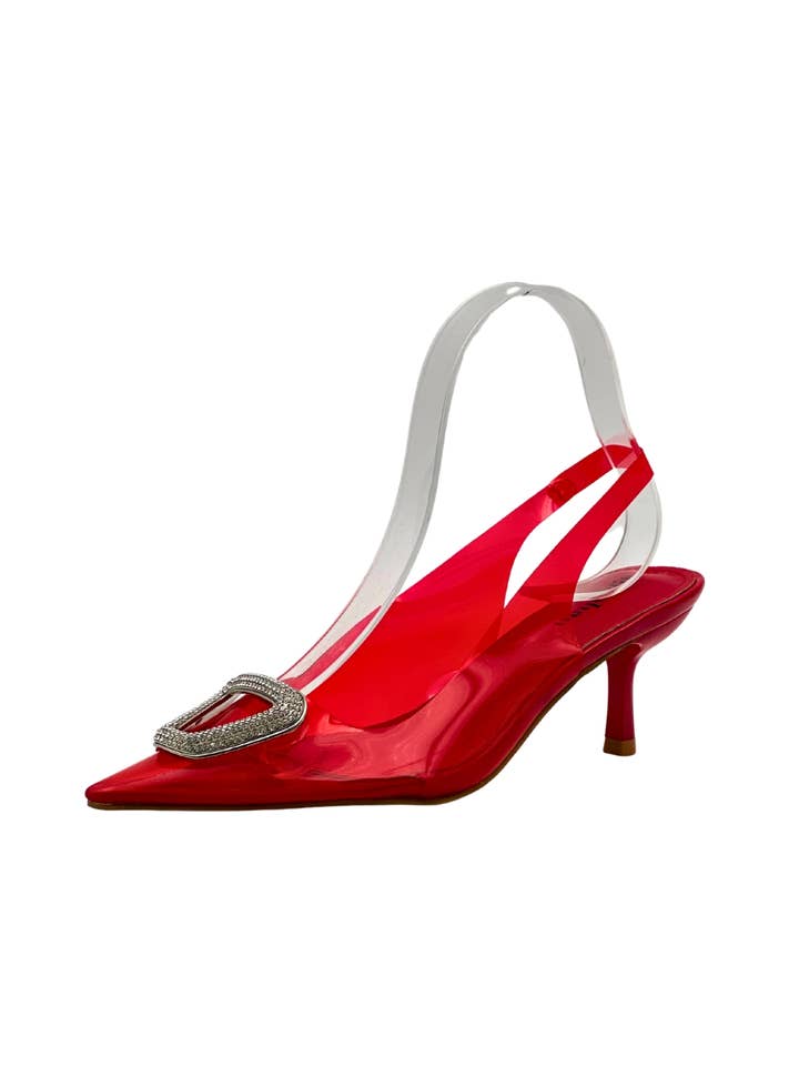 Stephan Paris - Wholesale Low Heels - Women's - Heeled mules with rhinestone-embellished toe P-14065