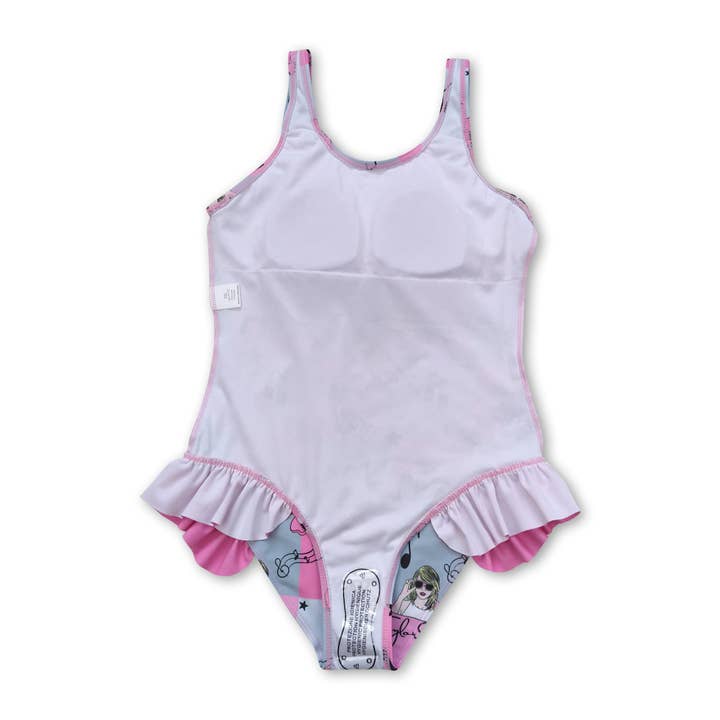 Yawoo Garments - Wholesale One Piece Swimsuit - Kids - Sleeveless pink plaid floral singer girls summer swimsuit
