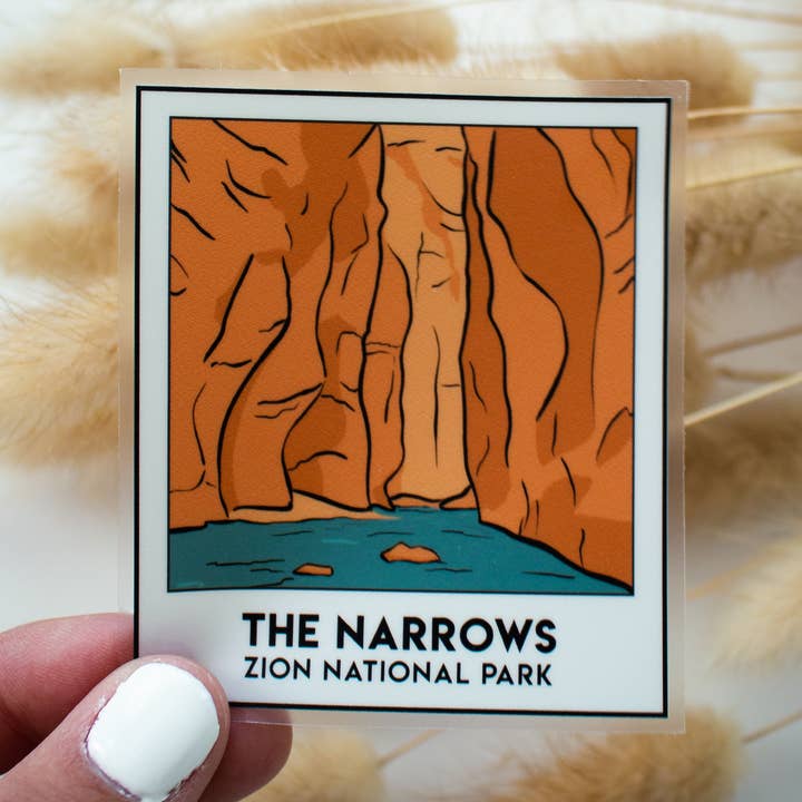 The Narrows Snapshot | Zion National Park Clear Sticker for wholesale by Riley Funk Designs