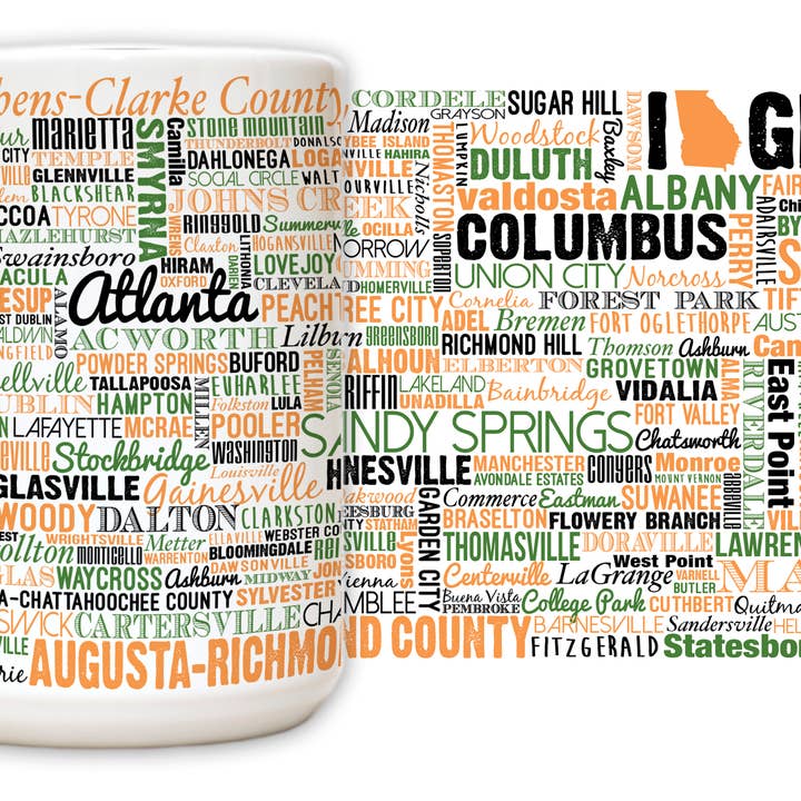 Städte von Georgia State Mug für den Großhandel von Nelson Gifts Wholesale