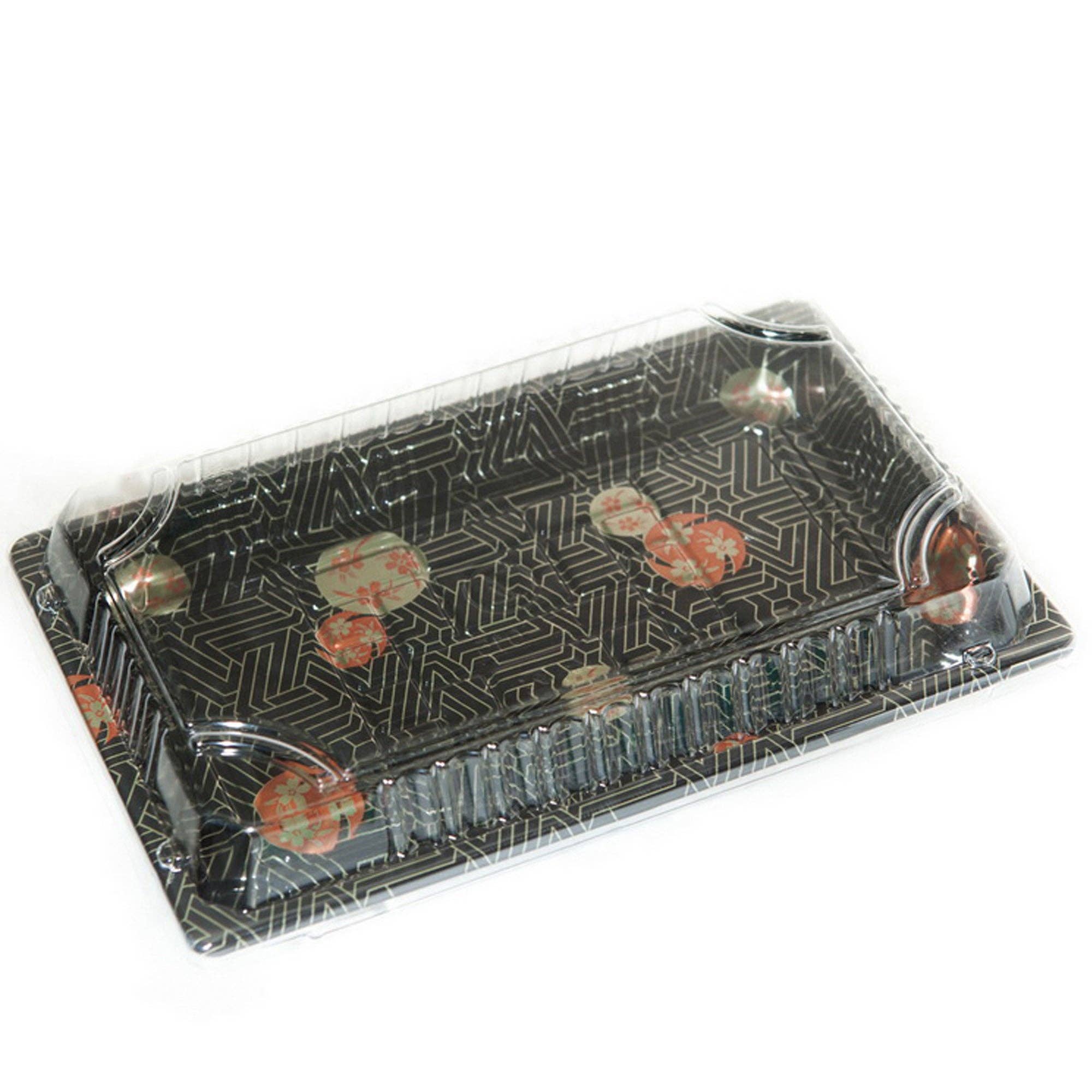 EcoQuality - Wholesale Serving Tray - TZ-015 Disposable Black Sakura Design Take-Out Sushi Trays1
