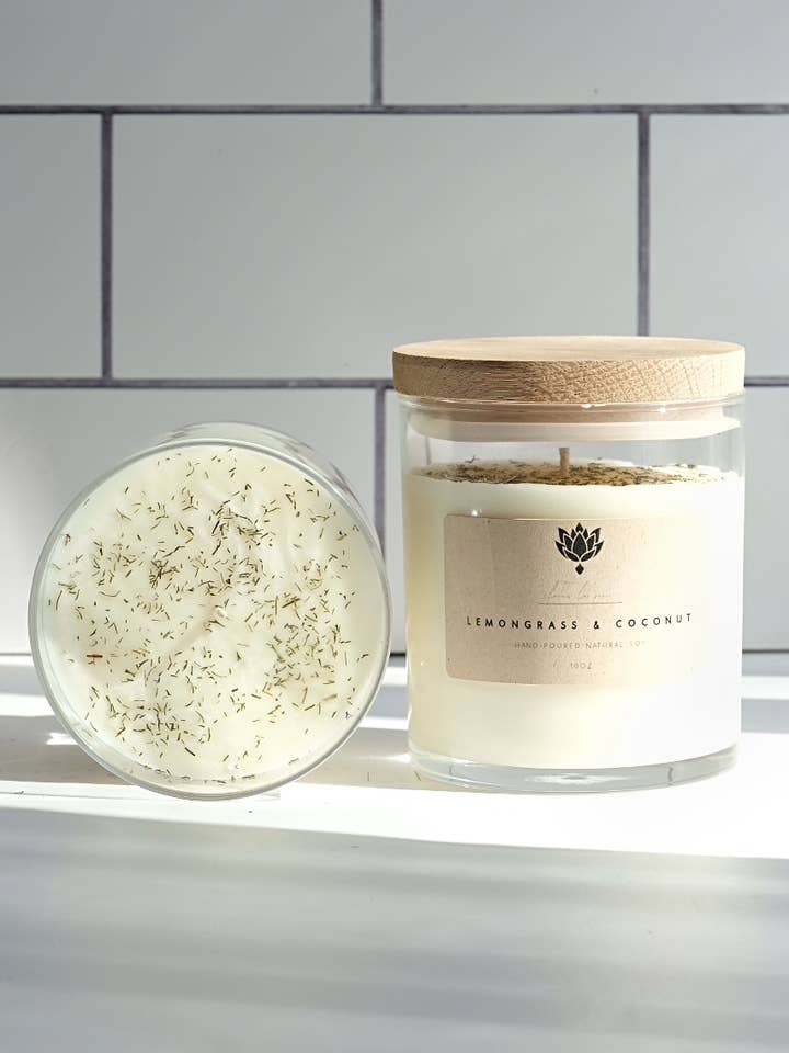 lemongrass coconut soy candle for wholesale by Lotus La Vie