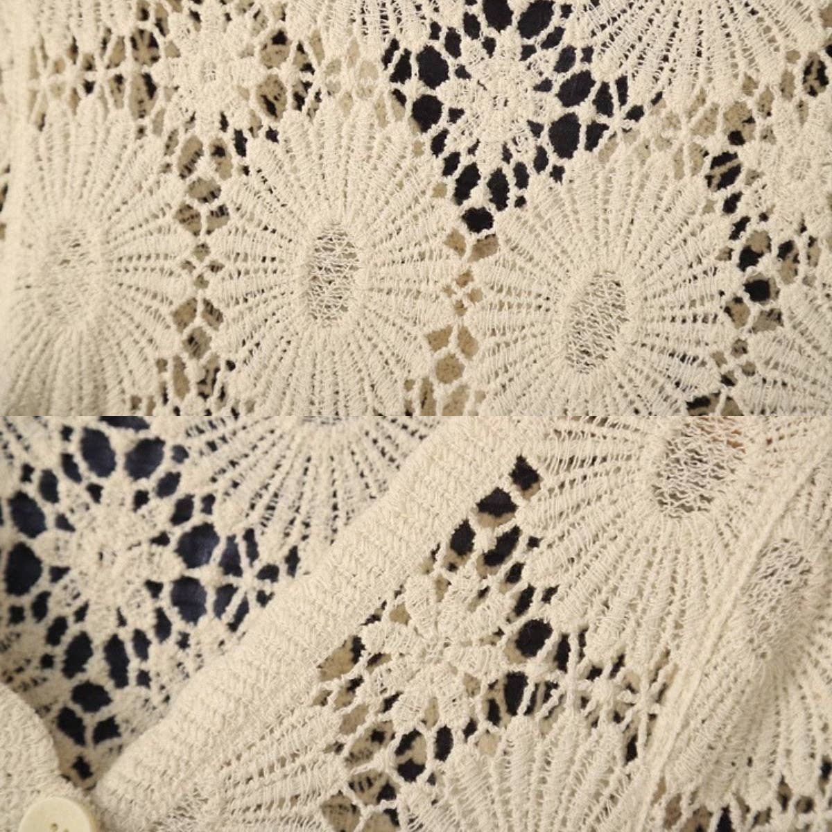 Funkyrel® Atzbranding Limited – Engroshandel Cardigan - Dame – Crosa - Udhulet strikket blomstret langærmet cardigan3