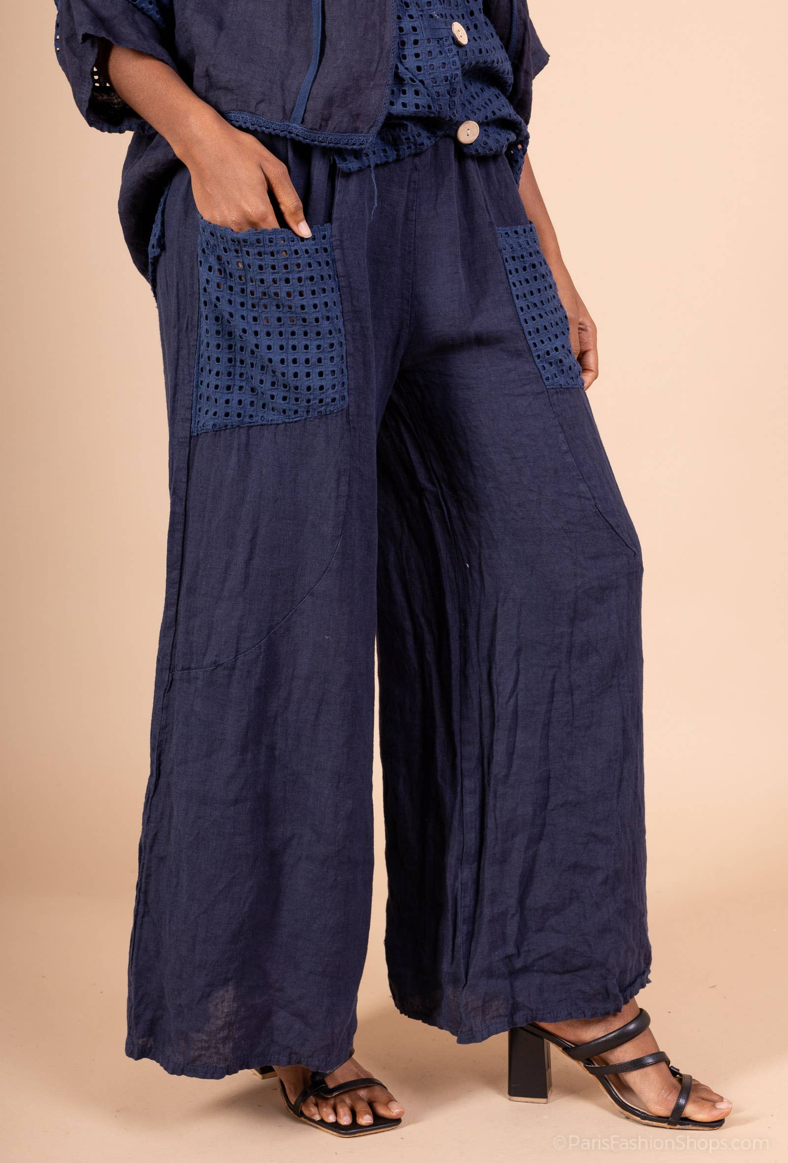 Shyloh - Wholesale Pants - Women's - Linen Trousers with Openwork Pockets 2058016