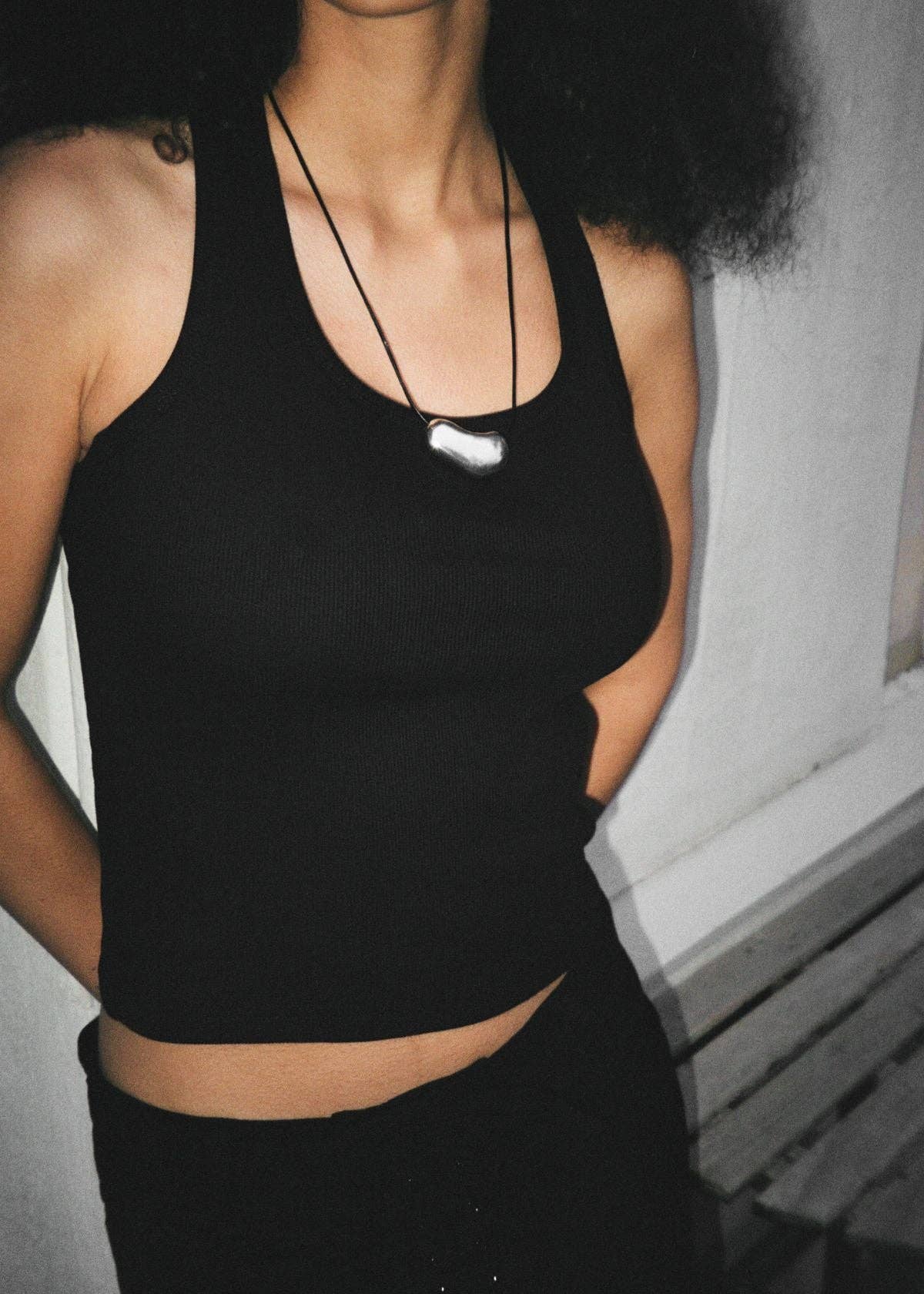 Argent/Noir Collier en galets - Argent / Noir en vente sur Faire3