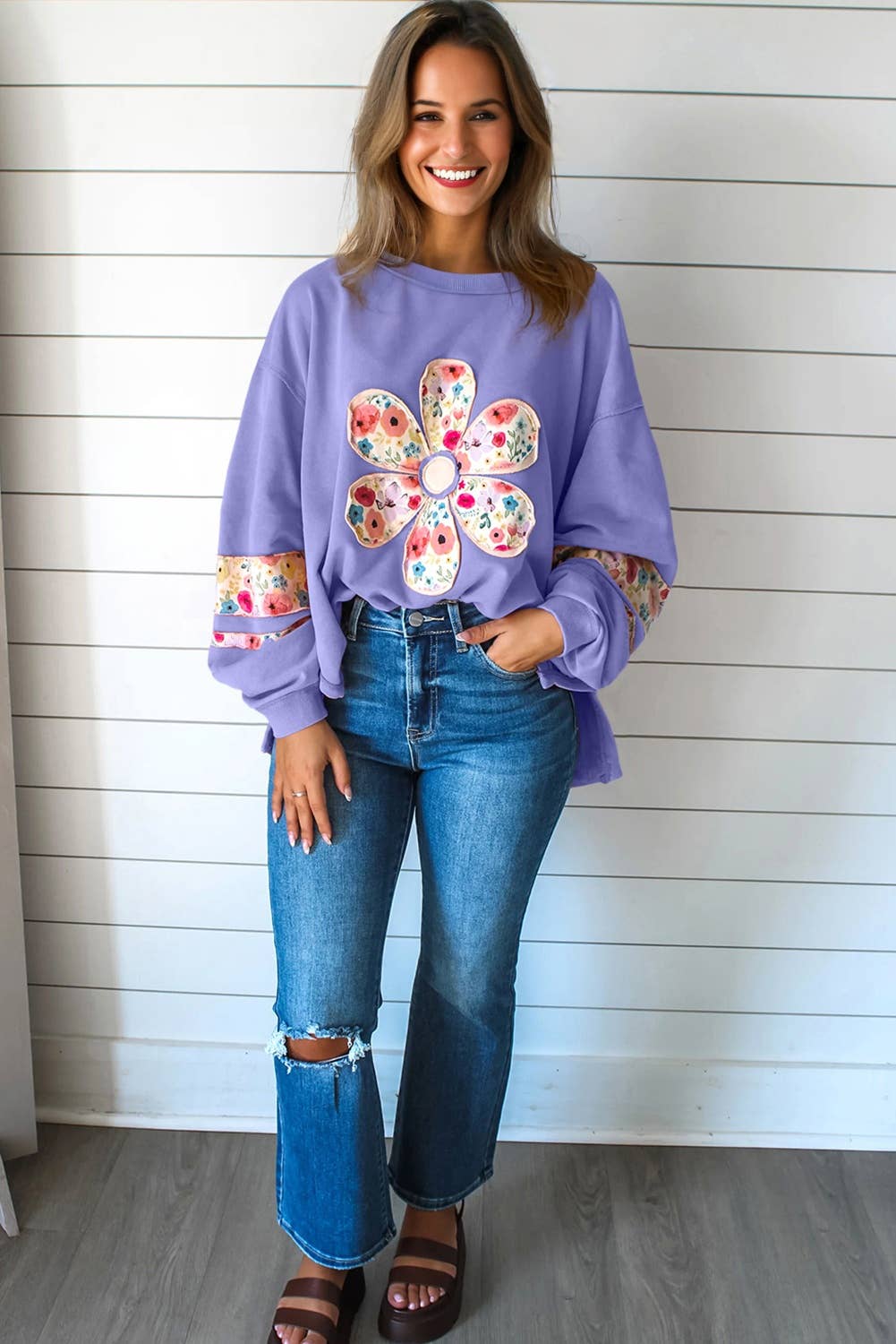 PRETTY BASH - Wholesale Sweatshirt - Women's - Floral Patchwork Long Sleeve Sweatshirt13