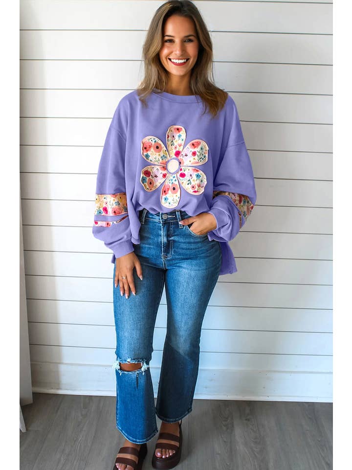PRETTY BASH - Wholesale Sweatshirt - Women's - Floral Patchwork Long Sleeve Sweatshirt13