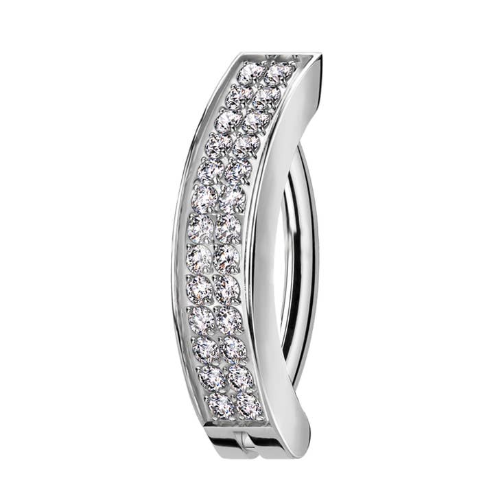 Awaken - Wholesale Belly Ring - Navel Piercing with two lines of perpendicular crystals3