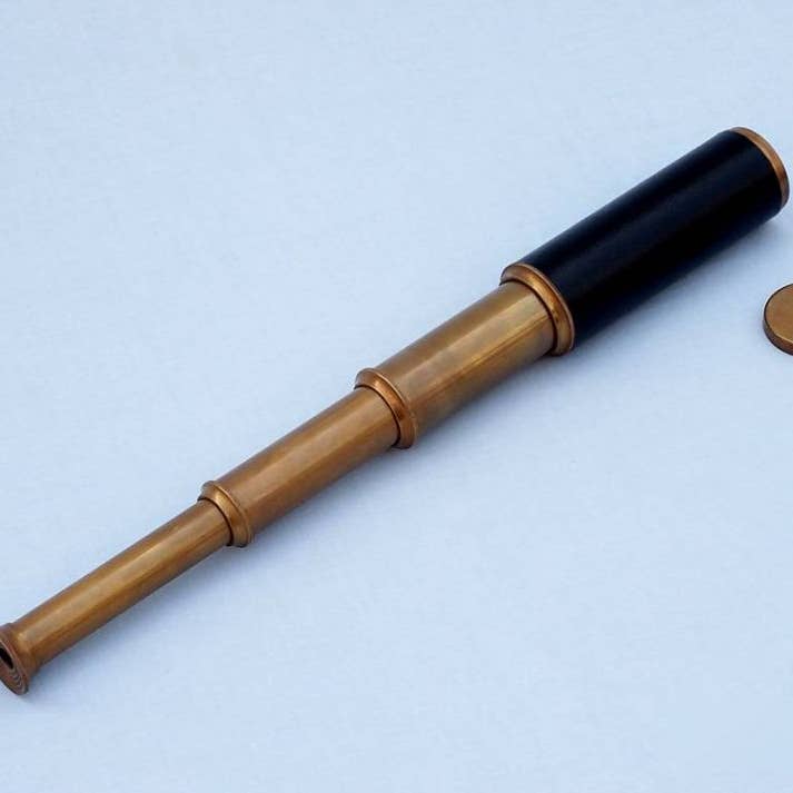 Hampton Ironworks - Venta al por mayor Brújula de navegación - Telescopio de catalejo de capitanes de latón antiguo de clase Deluxe con