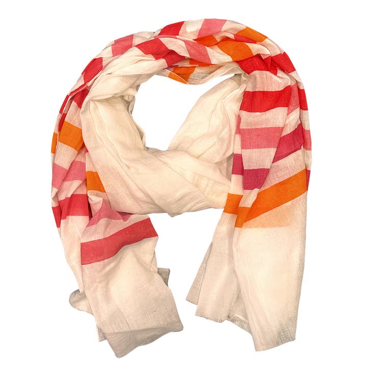 Brilliant Stripes Lightweight Pure Cotton Scarf for wholesale by Chloe & Lex