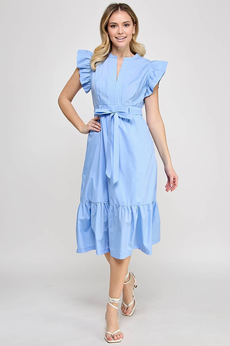 RUBIENN - Wholesale Dress - Women's - Plain Sleeveless Tied Belted Dress8
