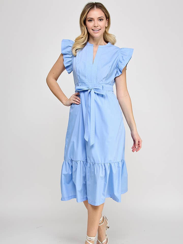 RUBIENN - Wholesale Dress - Women's - Plain Sleeveless Tied Belted Dress8