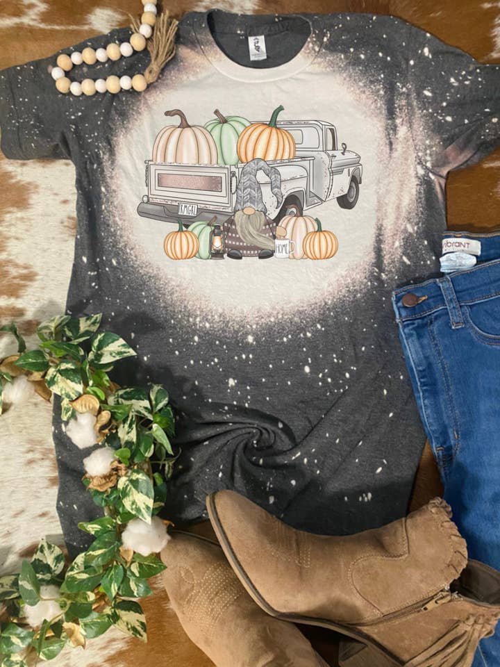 Fall Truck Kürbis-Bleich-T-Shirt für den Großhandel von Cute As A Rustic Button
