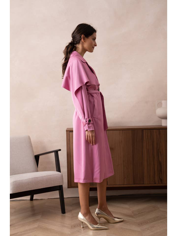 Attentif Paris - Venta al por mayor Gabardina - Mujer - Gabardina larga de satén con cinturón18