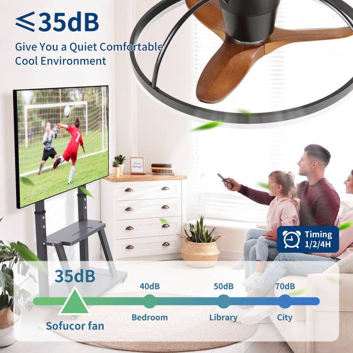 39F Inc. - Wholesale Ceiling Fan - 24in Solid Wood Ceiling Fan with Light & Remote2