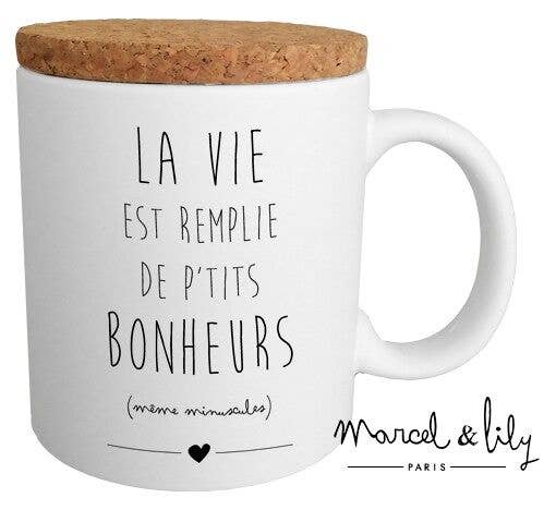 "Little Joys" mug with cork lid for wholesale by Marcel & Lily