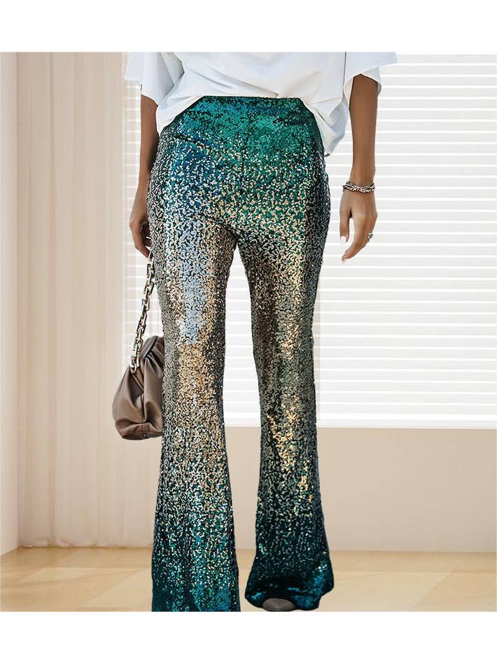 HIDDENBRAND - Wholesale Pants - Women's - High Waisted Wide Leg Gradient Flared Pants6