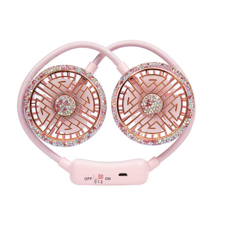 Ole - Wholesale Handheld Electric Fan - Ceramic Rhinestone Neck Fans CR00581