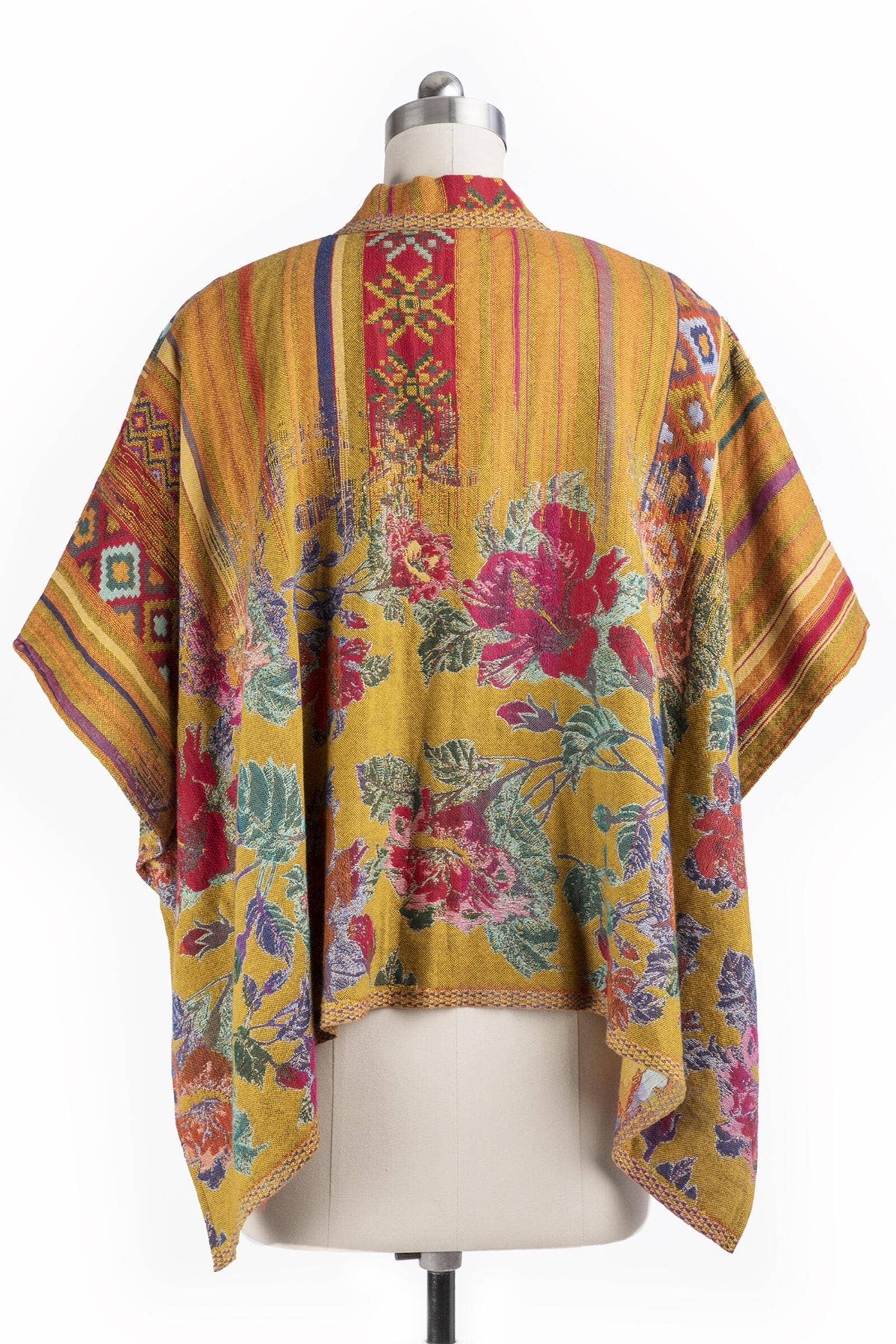 SAACHI – wholesale Poncho – Women's – Floral Geometric Short Open Poncho13