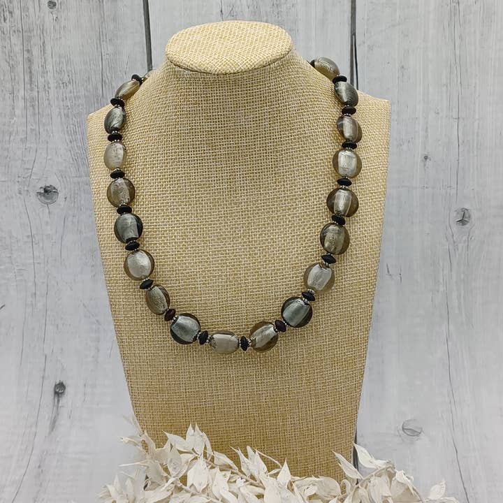 Unique Bohemian glass beads with Polaris lenses, gray - Sanna for wholesale on Faire1