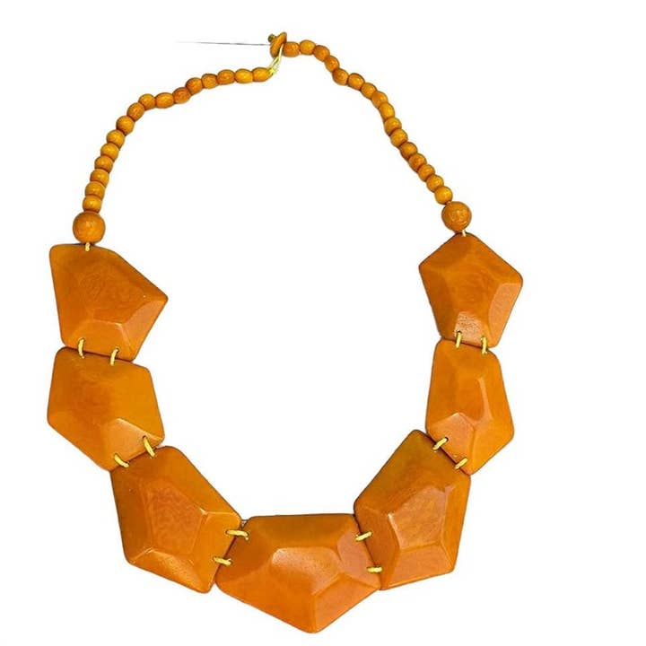 Organic jewelry by Allie - Wholesale Jewelry Set - Pentagons tagua nut diamonds geometric necklace 2pc set9