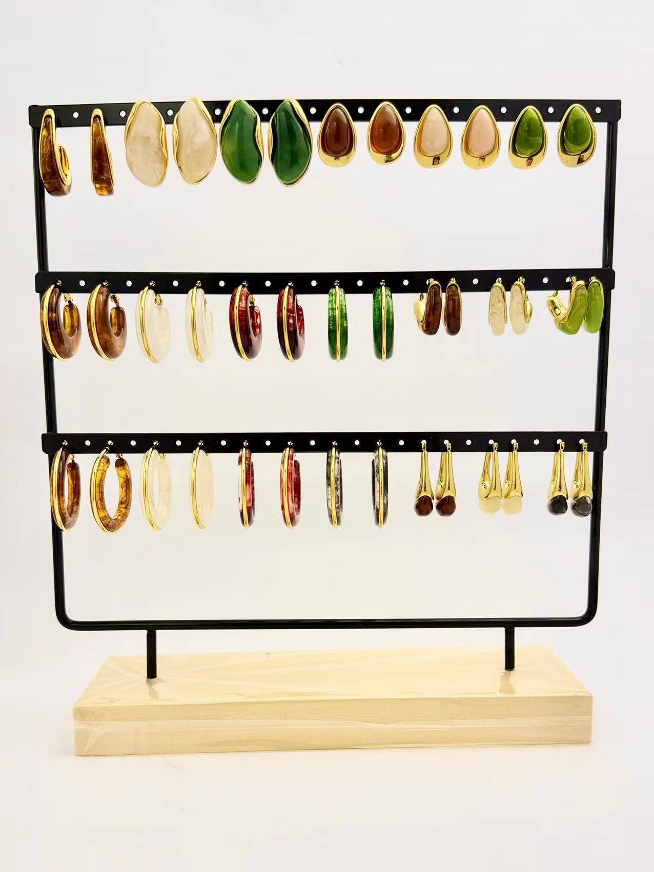 COSMOS - Wholesale Jewelry Set - Set of 20 Pairs of Trendy Chic Resin Steel Earrings