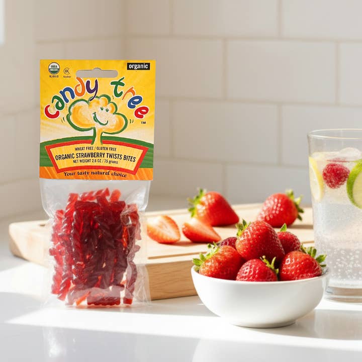 Organic Strawberry Twists Bites - 75g Pack for wholesale by Candy Tree