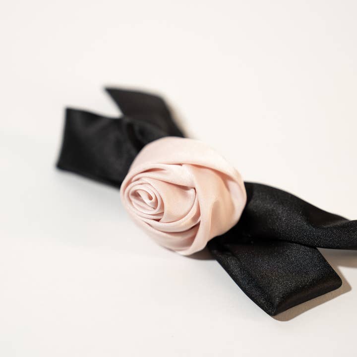 Satin Rose Bow Pin for wholesale by TressLove