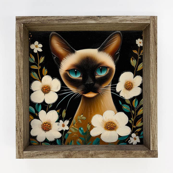 Siamese Cat and Flowers - Cat and Flowers Canvas Art and other Purchase Wholesale cats in art. Free Returns & Net 60 Terms on Faire trending on Faire.