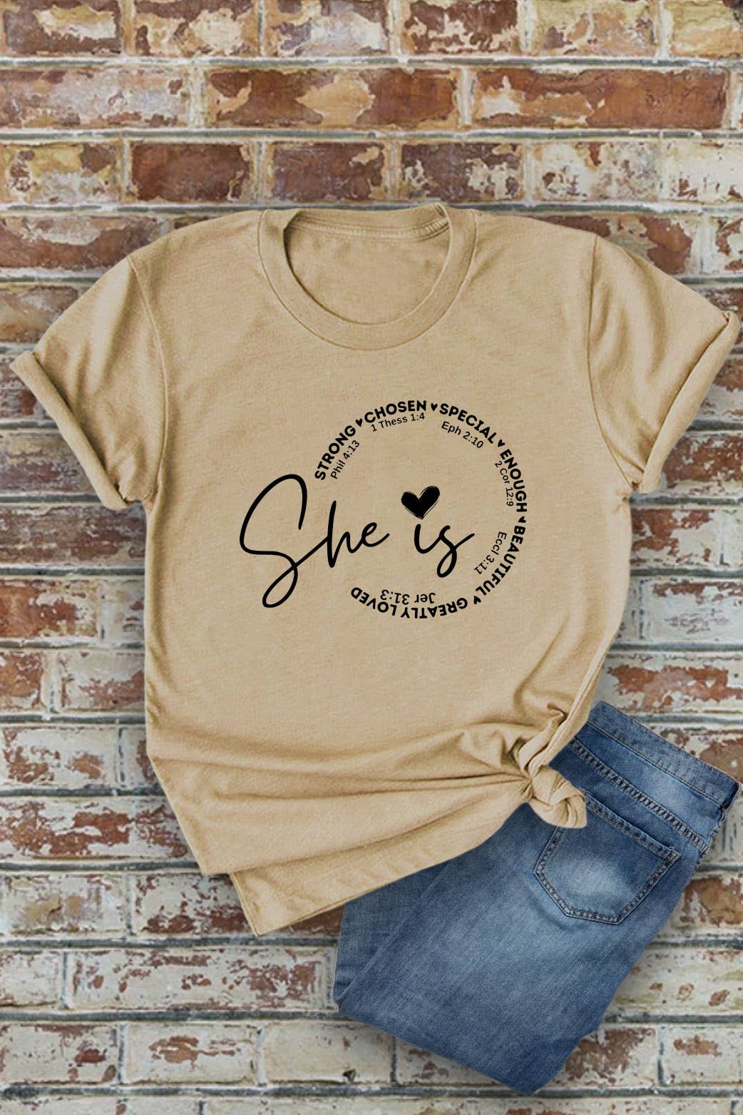 Top Avenue - Wholesale Screen Printed T-Shirt - Women's - She Is Strong Chosen Special, Unisex Round Neck T-Shirt13
