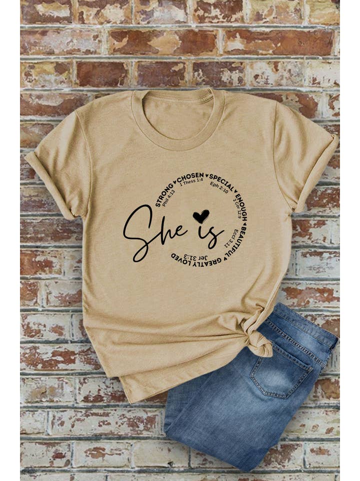 Top Avenue - Wholesale Screen Printed T-Shirt - Women's - She Is Strong Chosen Special, Unisex Round Neck T-Shirt13