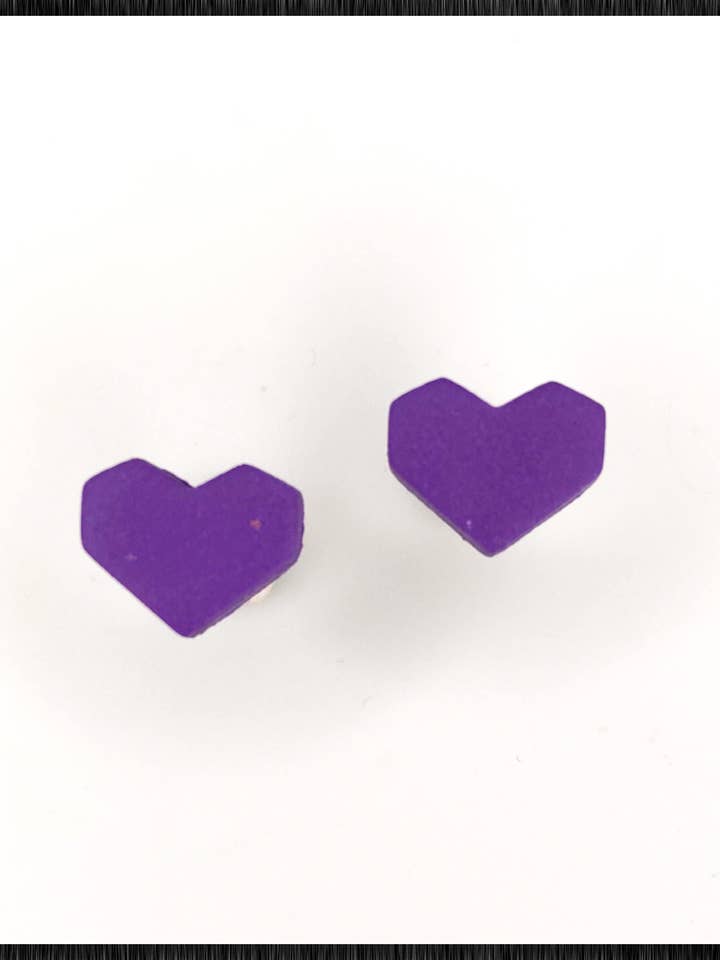 Purple Heart Earrings for Women - Stud Design for wholesale by midnightclayco